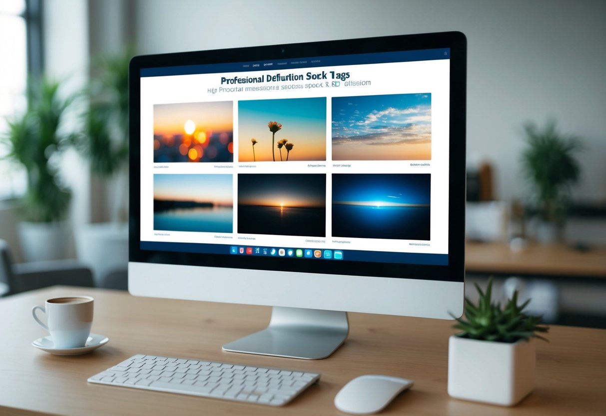 A computer screen displaying various images with descriptive alt text tags for SEO optimization
