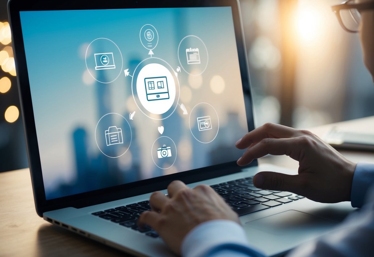 A user navigating a website with intuitive icons and clear visual hierarchy