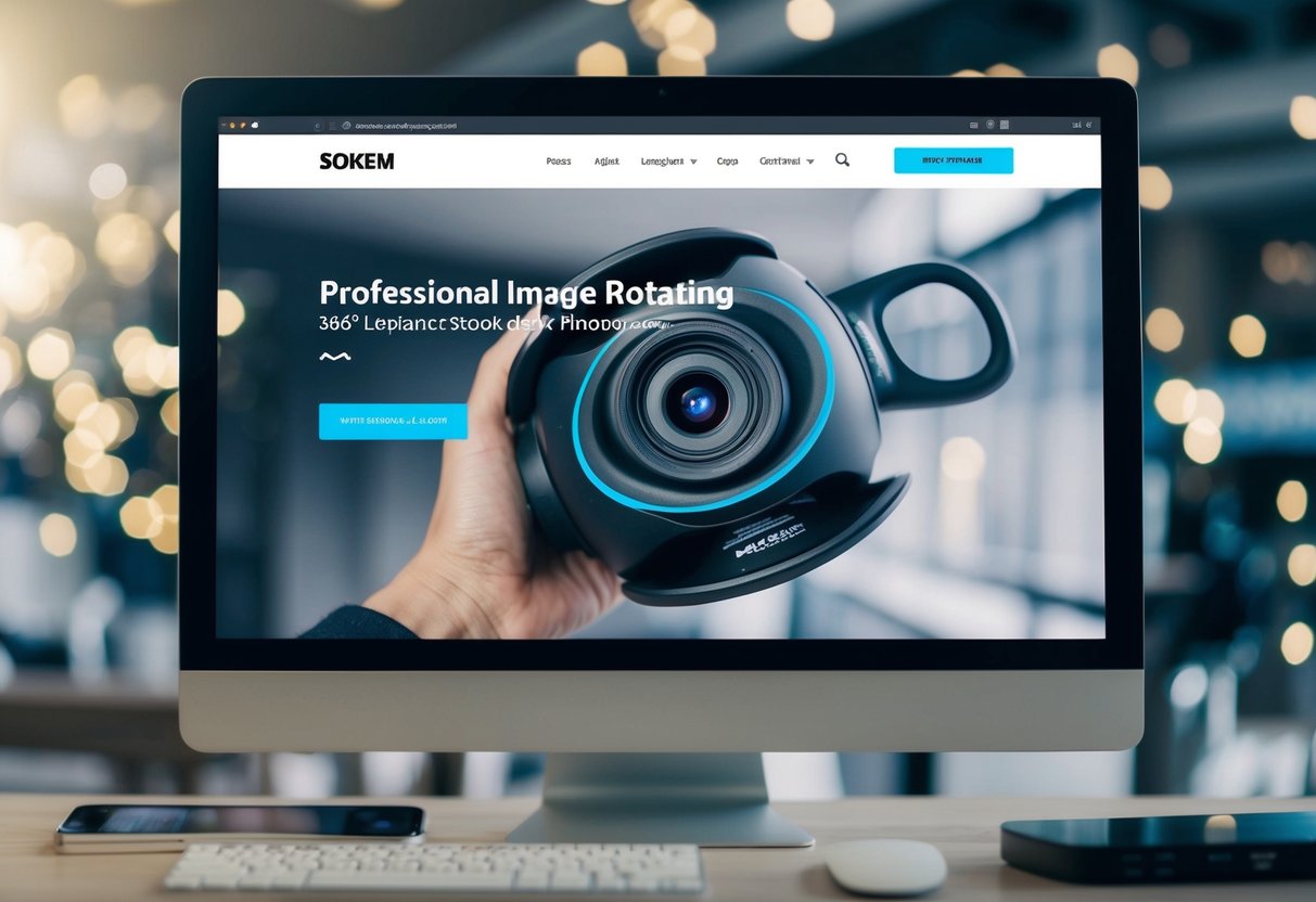 A product displayed on a webpage with a 360-degree image rotating to show all angles