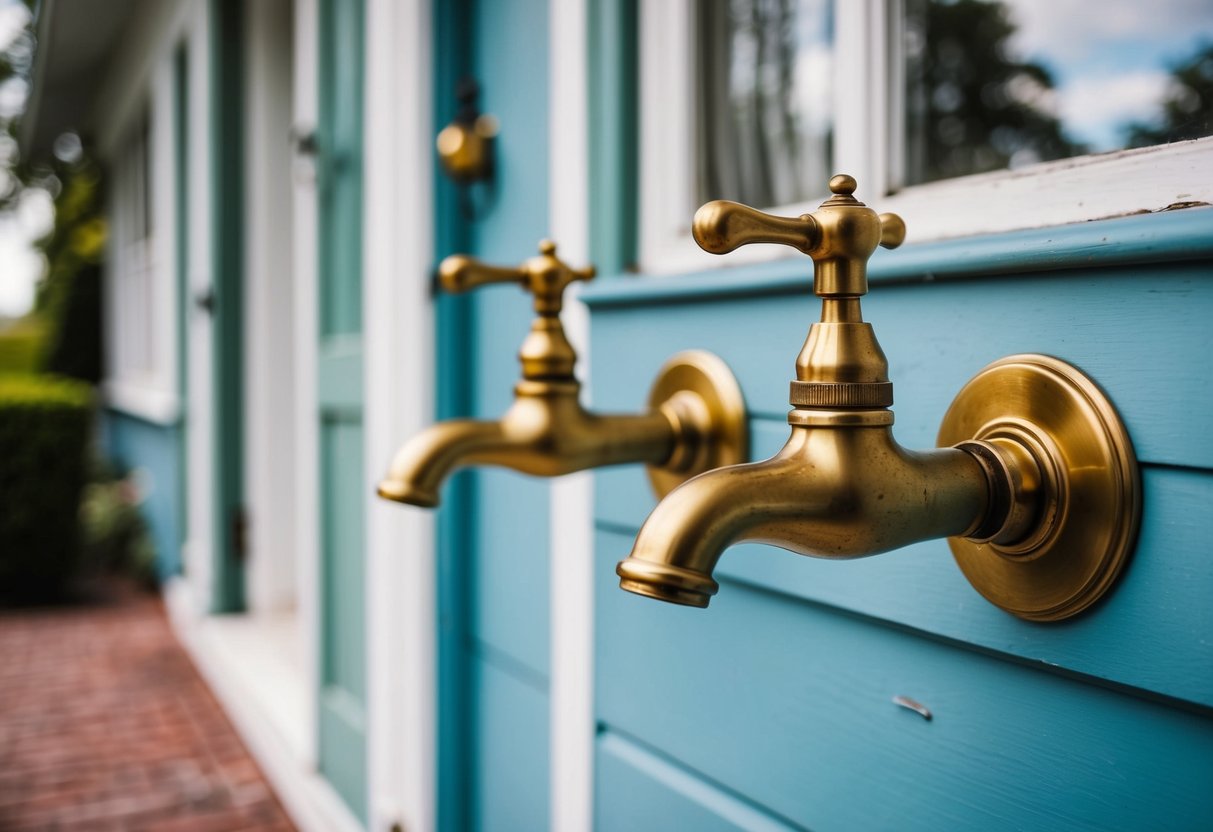 Victorian faucets in a weathered, grand old house