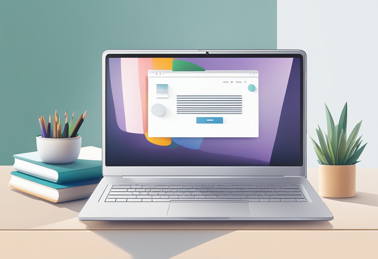 A laptop with a sleek, modern design sits on a clean, minimalistic desk. The website is displayed on the screen, showcasing a user-friendly interface with intuitive navigation