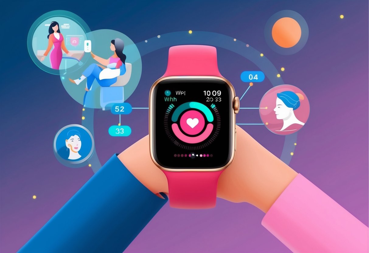 Um smartwatch com tecnologia de IA monitorando o ciclo menstrual em 2024