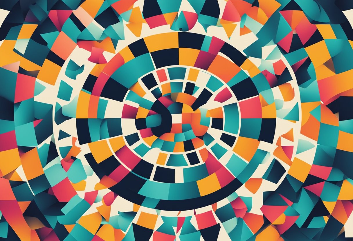 561+ Marketing Team Names: Creative Ideas to Inspire Your Branding Strategy 8 A group of colorful, abstract shapes and symbols arranged in a circular pattern, representing the Engagement Tactics marketing team names