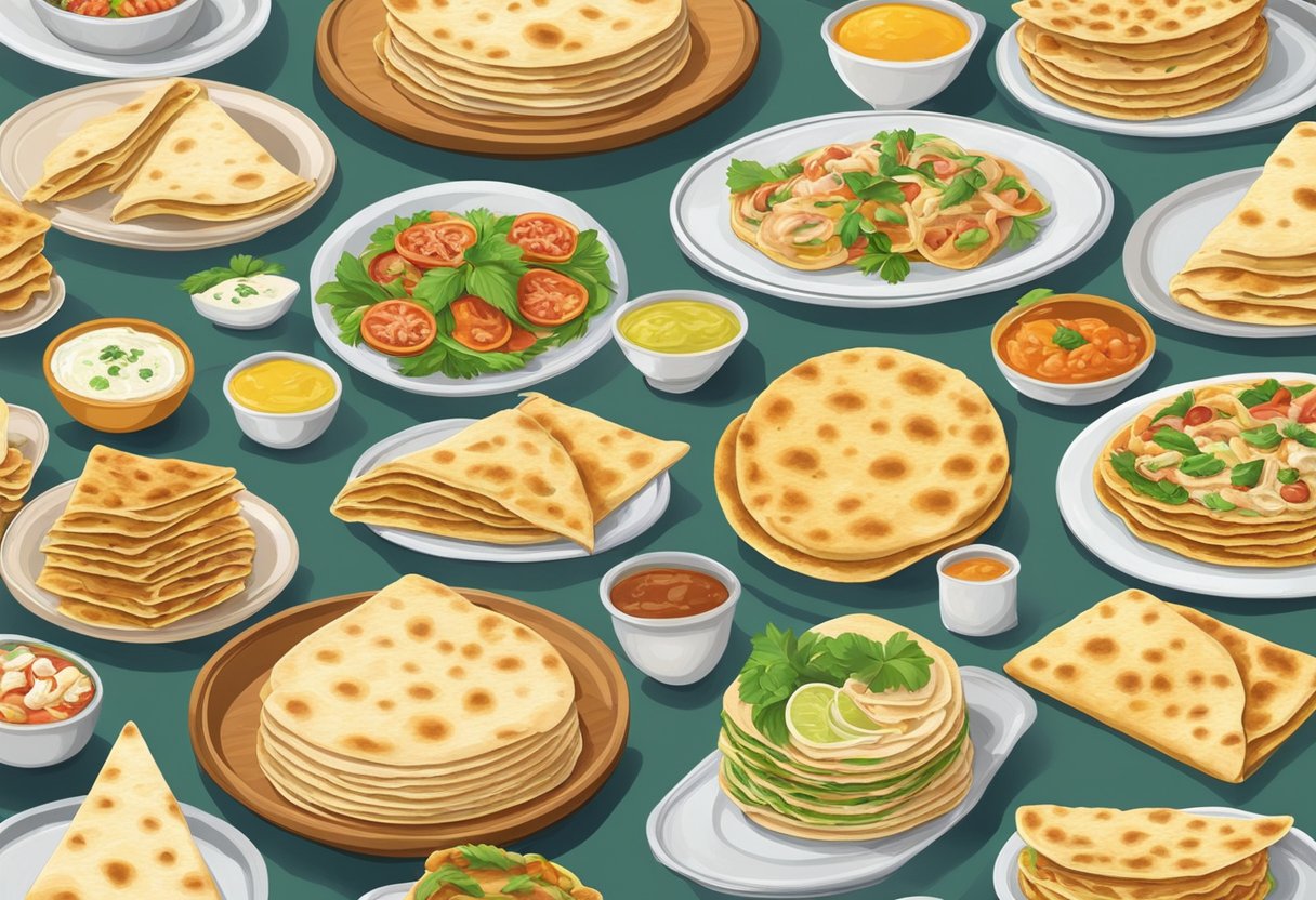 Una tavola apparecchiata con 10 piatti tradizionali di Piadina Romagnola nella città di Faenza