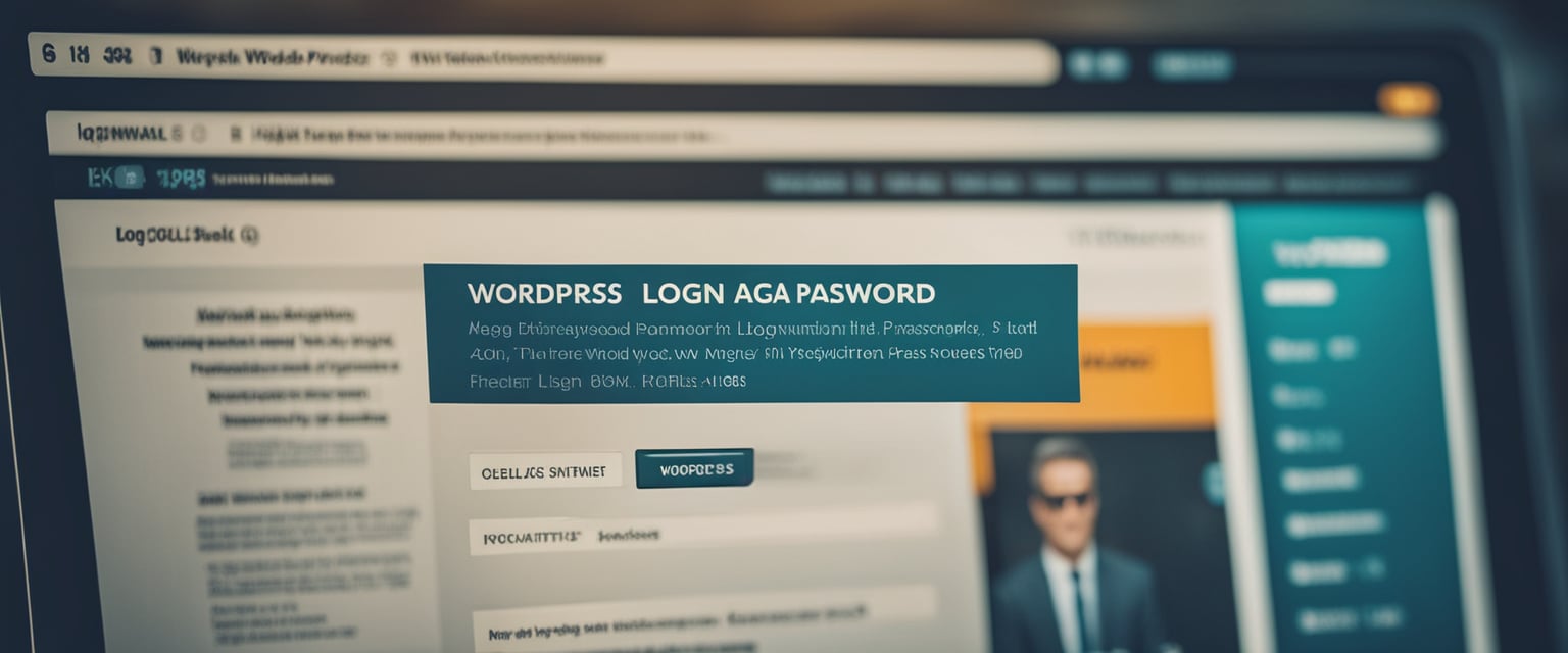 Ein Computerbildschirm, der die WordPress-Anmeldeseite mit den Feldern für Benutzername und Passwort anzeigt.