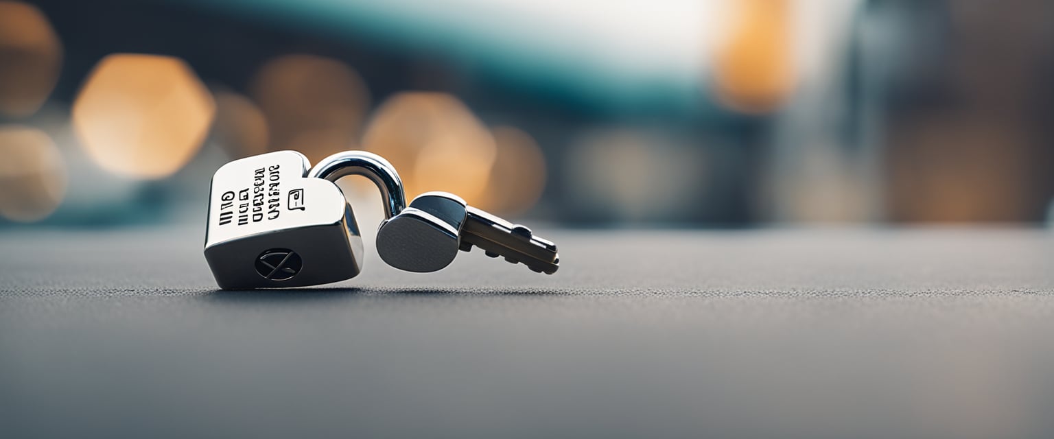 Ein Vorhängeschloss schwebt schützend über einem WordPress-Logo