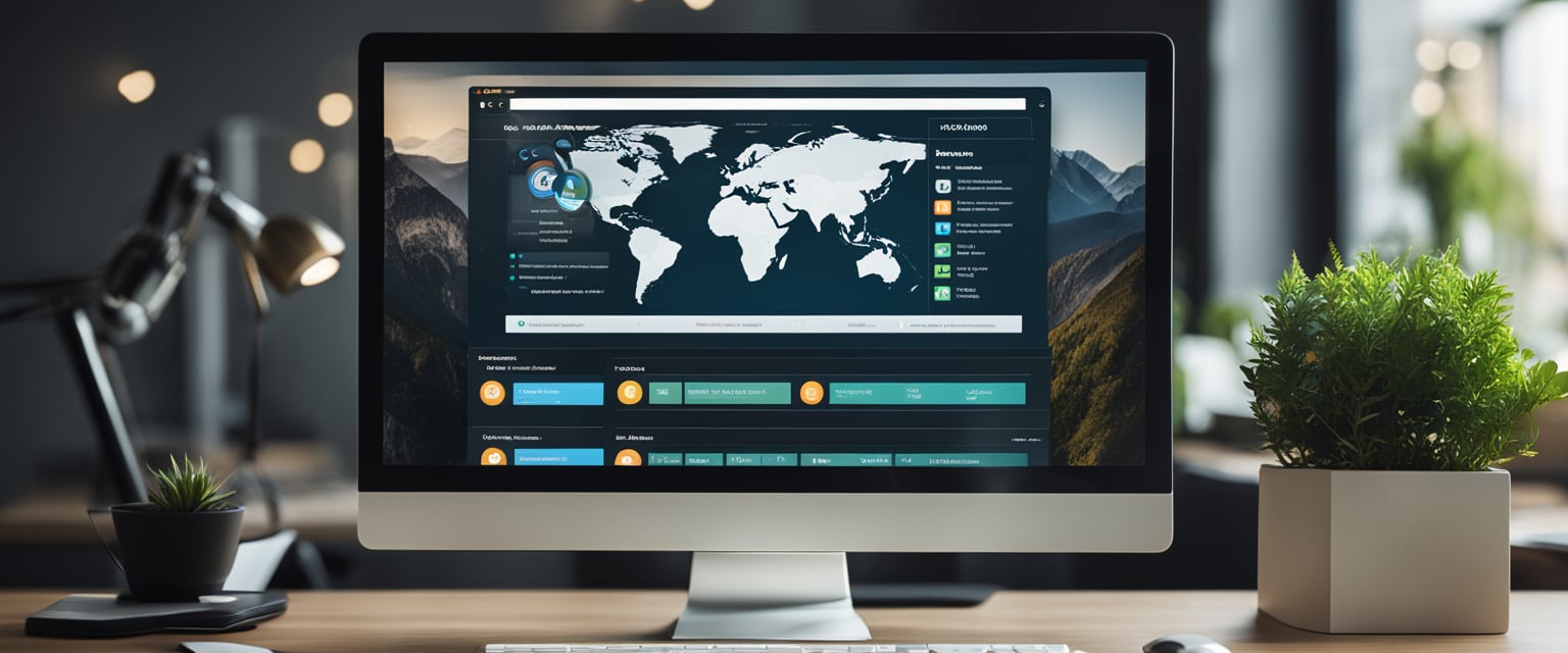 Ein Computerbildschirm, der ein WordPress-Dashboard mit mehreren Plugin-Symbolen zeigt, wobei der Button "Website duplizieren" hervorgehoben ist.
