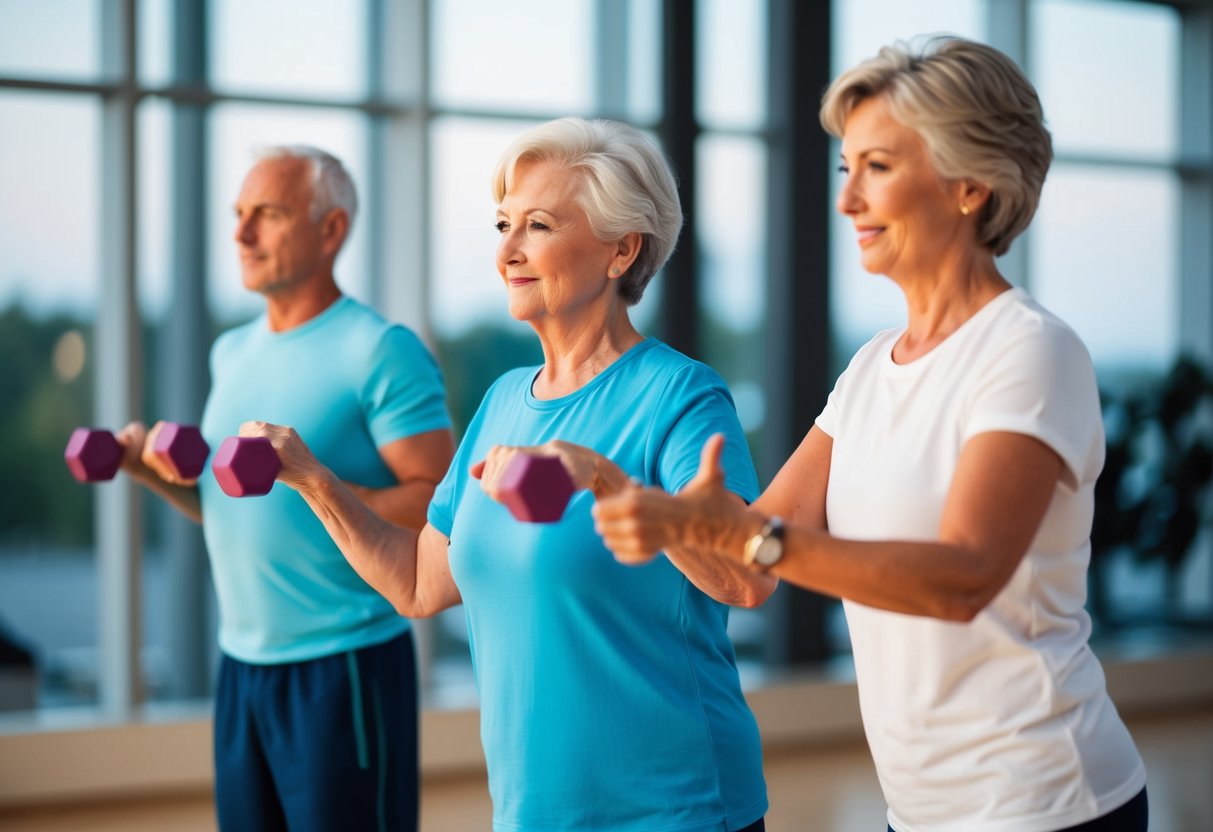 An elderly person performing isometric exercises with a nutrition and recovery partner