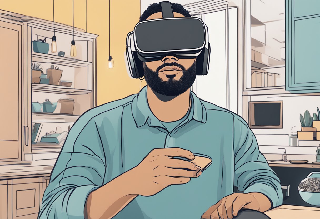 A person using a virtual reality headset to customize and rebuild their Instagram recommendations from scratch