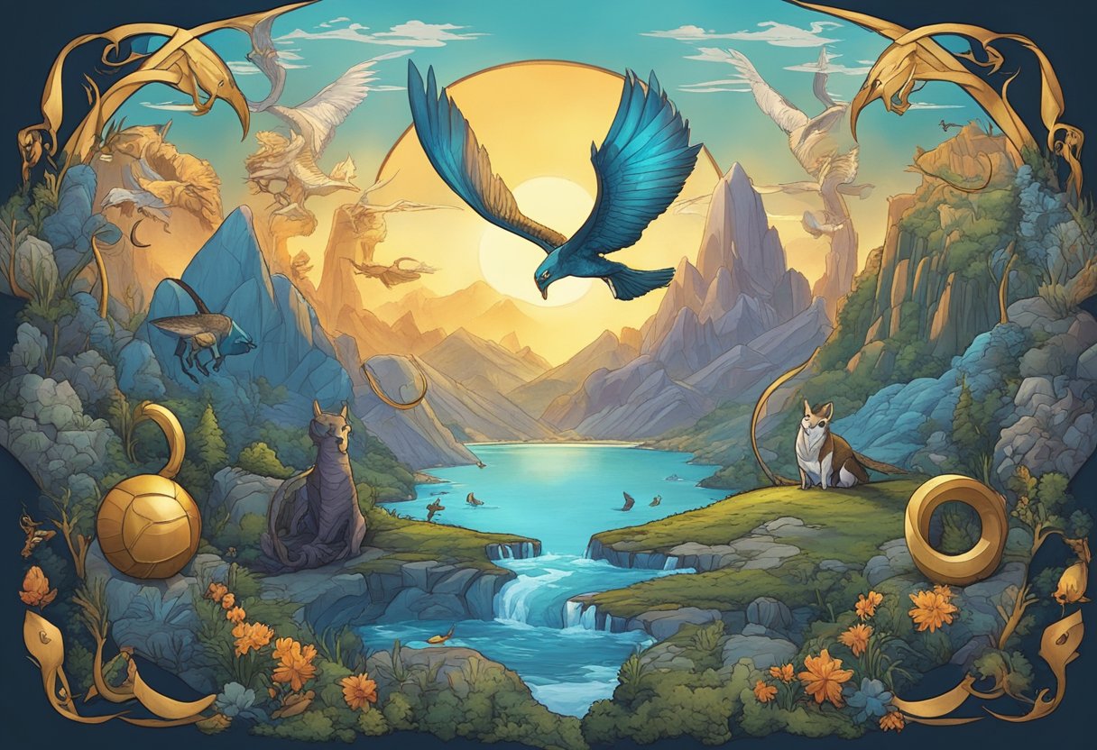 The Mythic Quest logo morphs into a new design, surrounded by fantastical creatures and landscapes, hinting at the spinoff anthology series