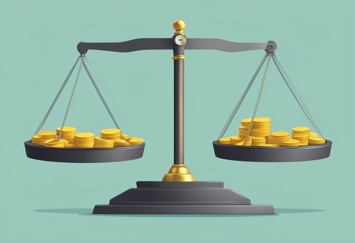 A scale tipping between quantity and quality, with a barrier preventing scope creep from entering the scrum process