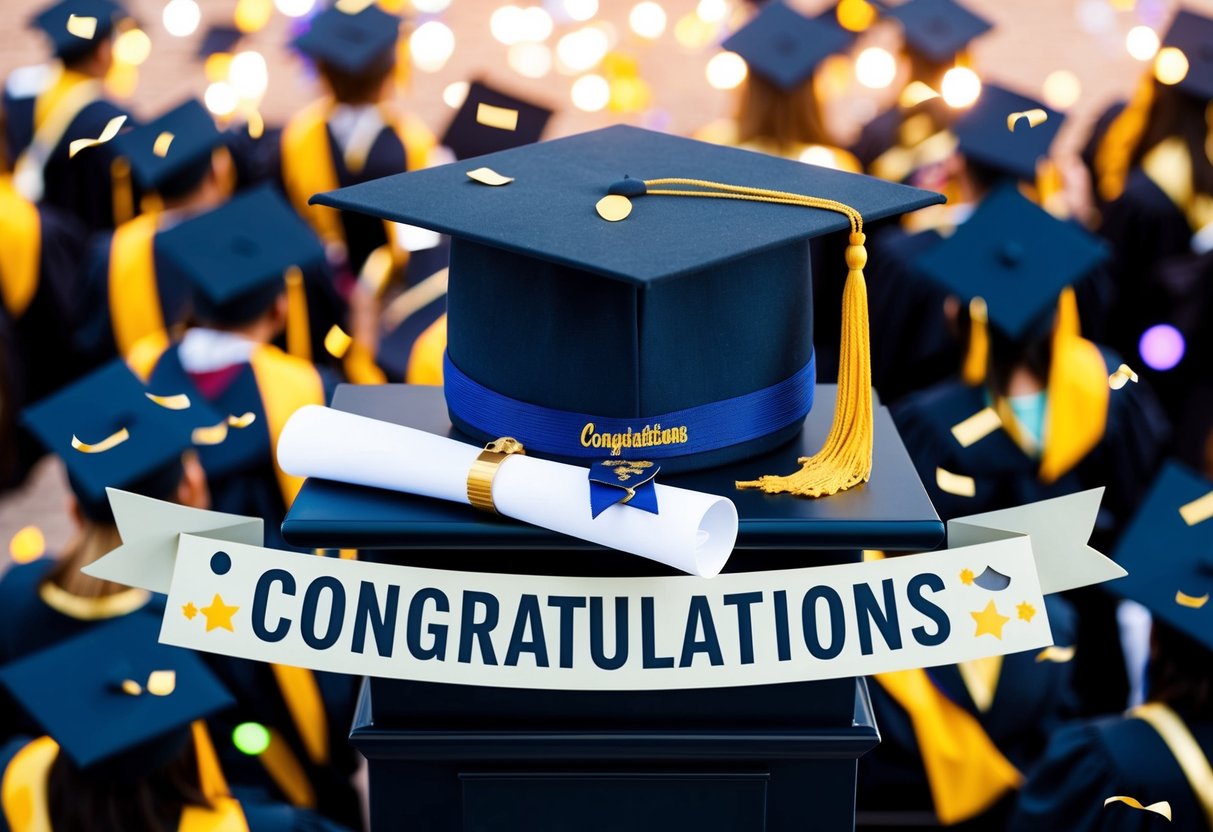 A graduation, surrounded by