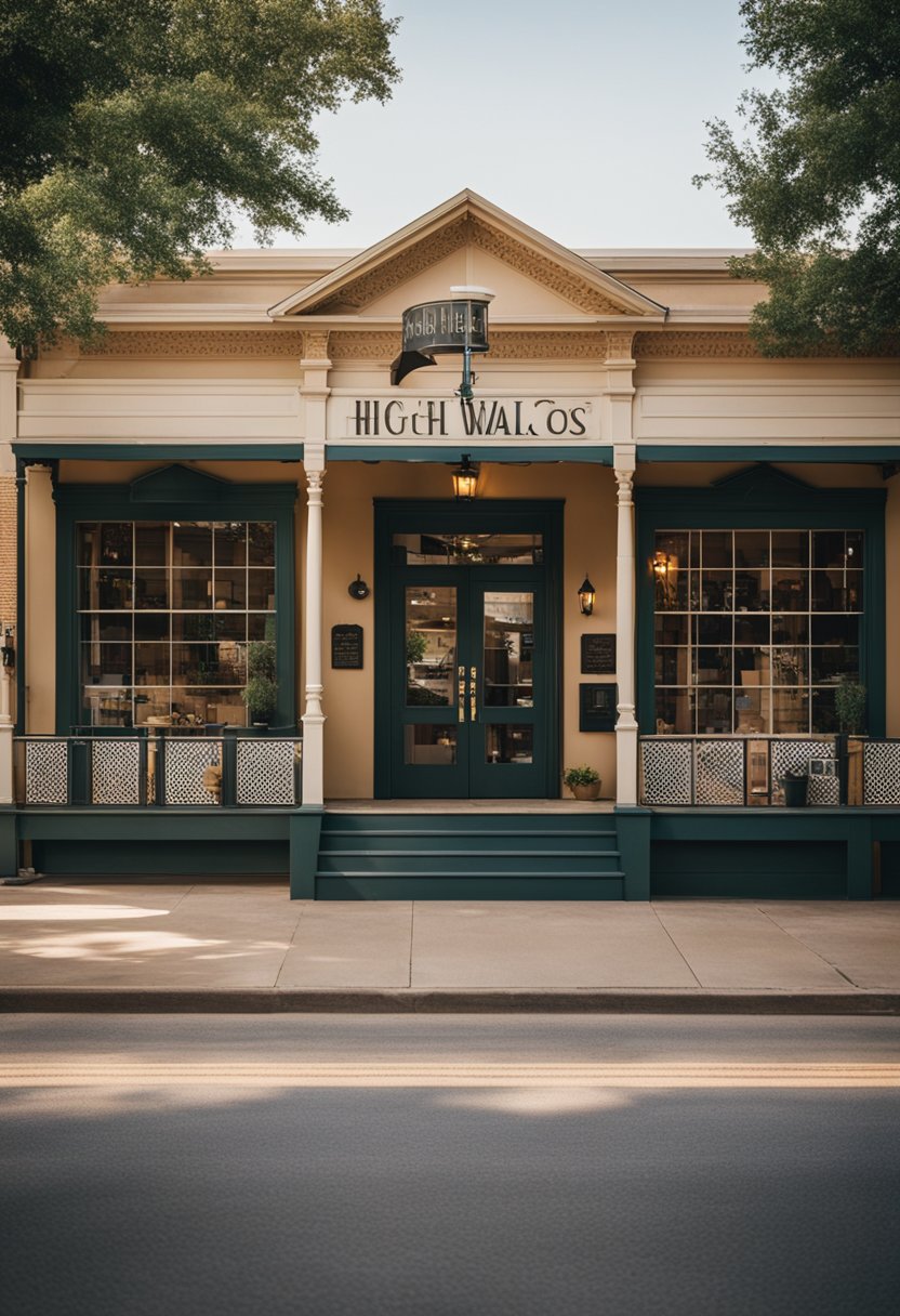 A quaint street in Waco, Texas lined with charming inns and hotels, each with unique architecture and welcoming storefronts