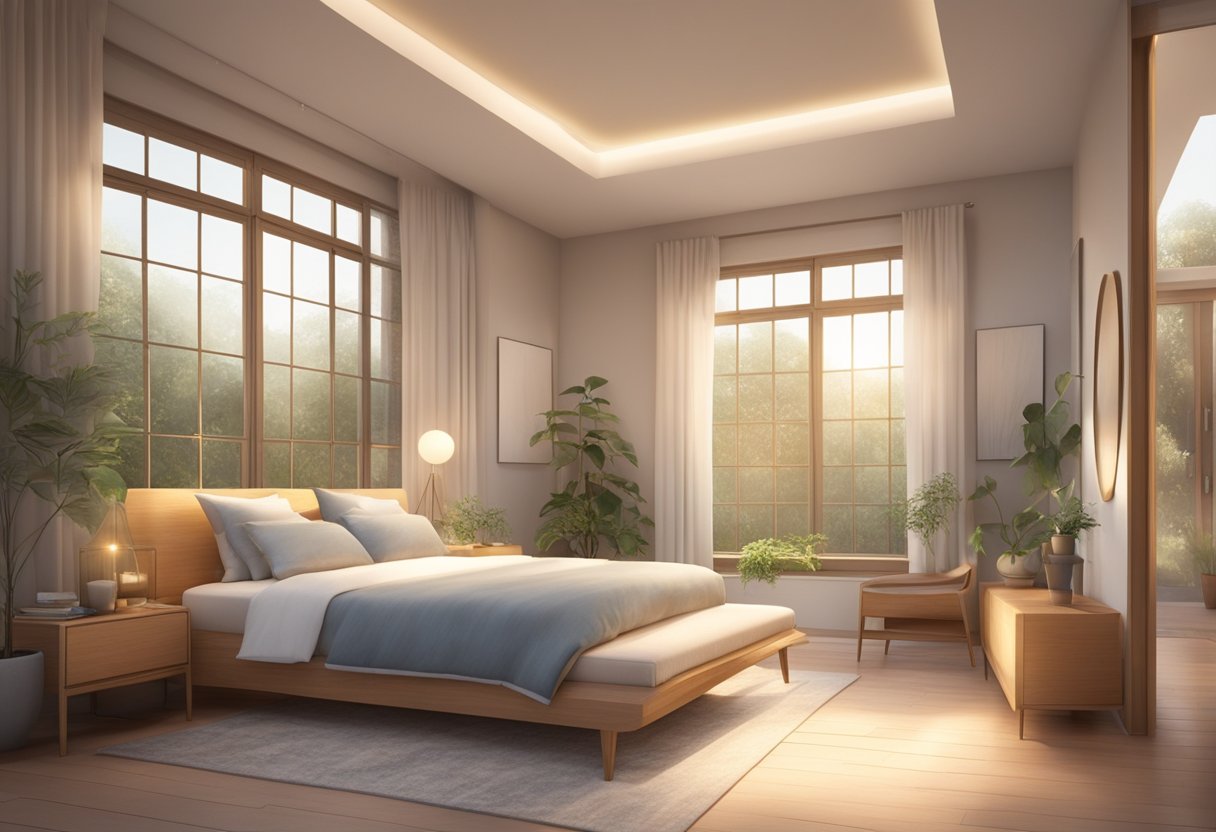 A serene setting with soft, warm lighting and gentle, flowing movements suggesting the practice of healing touch