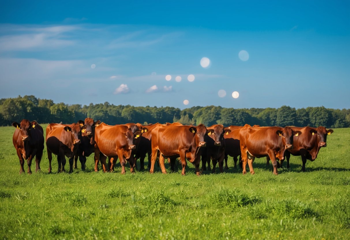 A herd of Vaynol cattle breed grazing