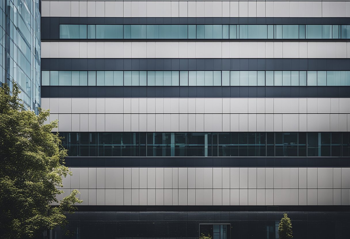 A row of professional office buildings with polished signage and sleek exteriors, situated in the bustling business district of Brandermill