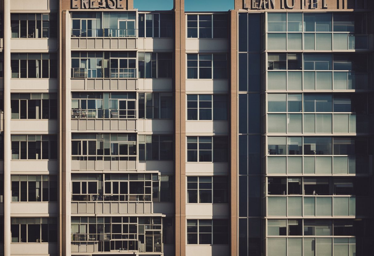 Government buildings being vacated, with "For Lease" signs in windows, as urban centers reclaim space for private businesses and residential development