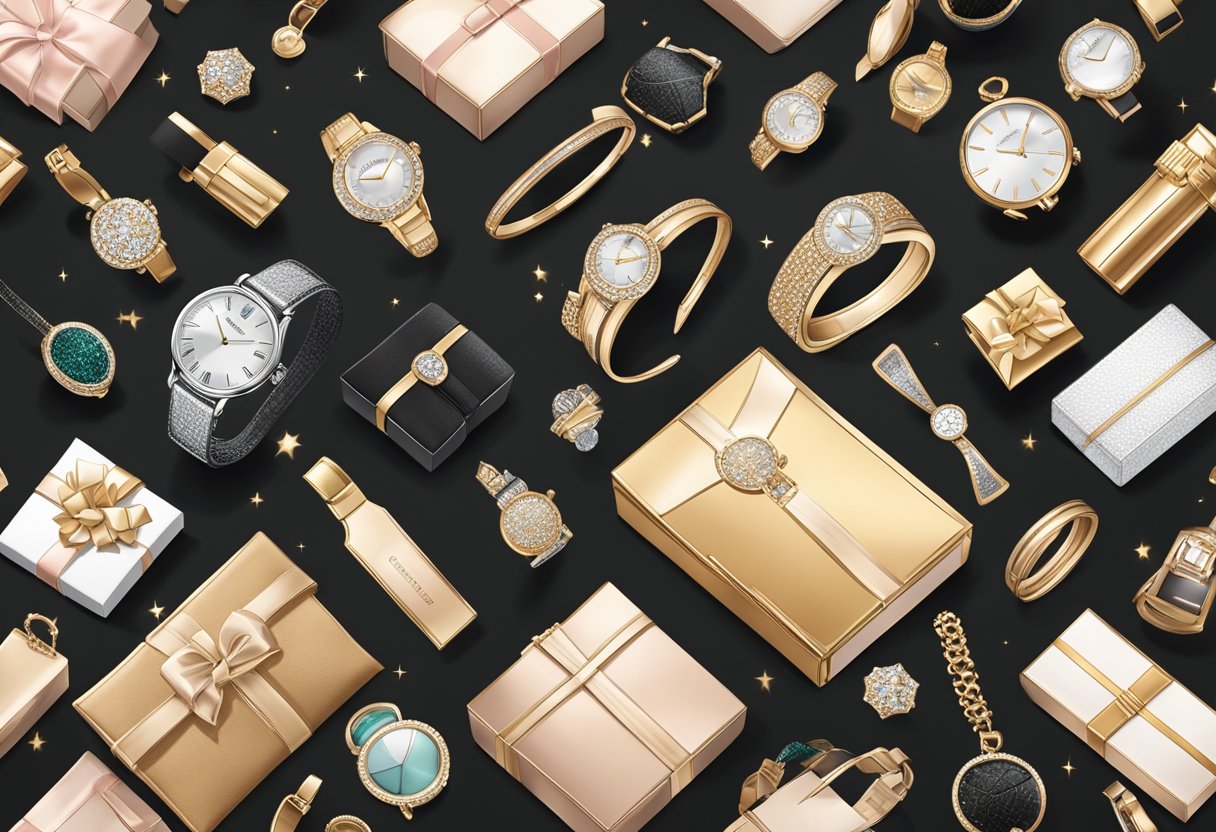 A luxurious display of top Amazon picks for women on Black Friday, featuring elegant products from the top 10 luxury stores