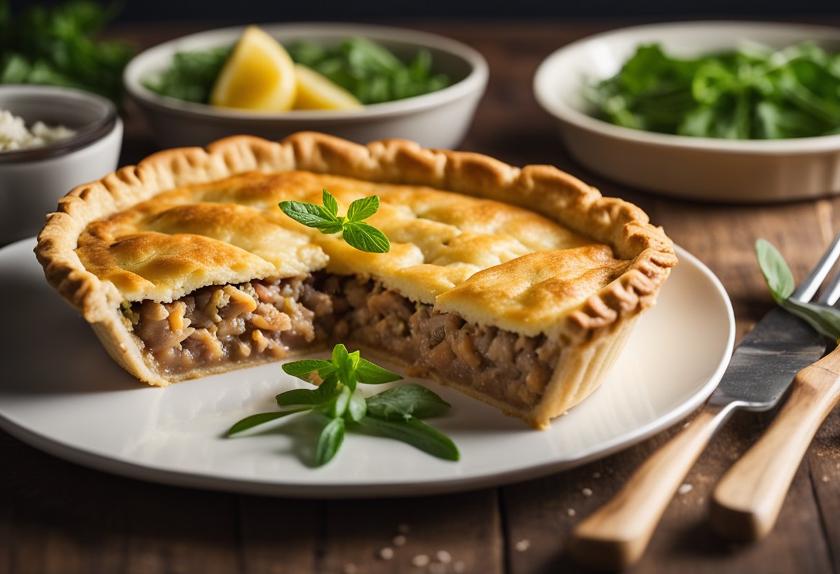Uma torta de atum leve e fácil de fazer, com uma crosta sem glúten, coberta com uma massa folhada dourada e crocante.