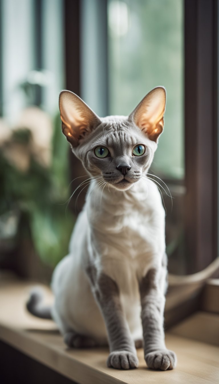 A playful Devon Rex stands out among 25 different cat breeds, showcasing its unique curly coat and large ears
