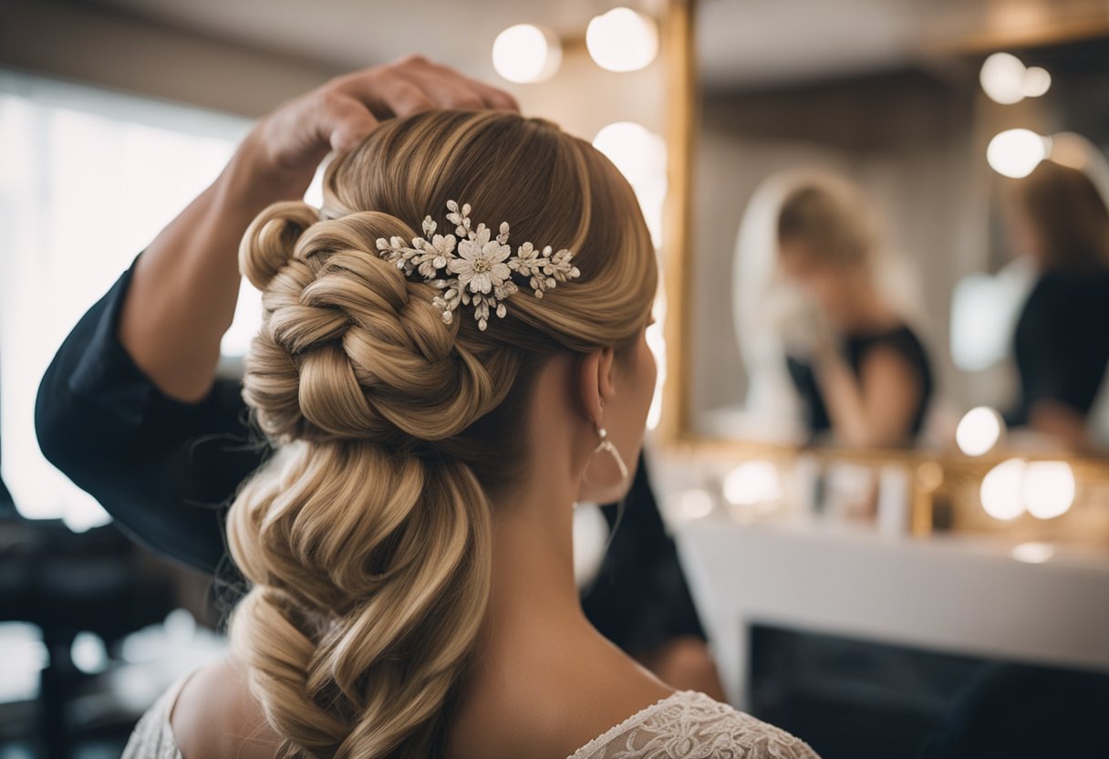 A bridal hair stylist creating 15 unique wedding hairstyles on mannequin heads