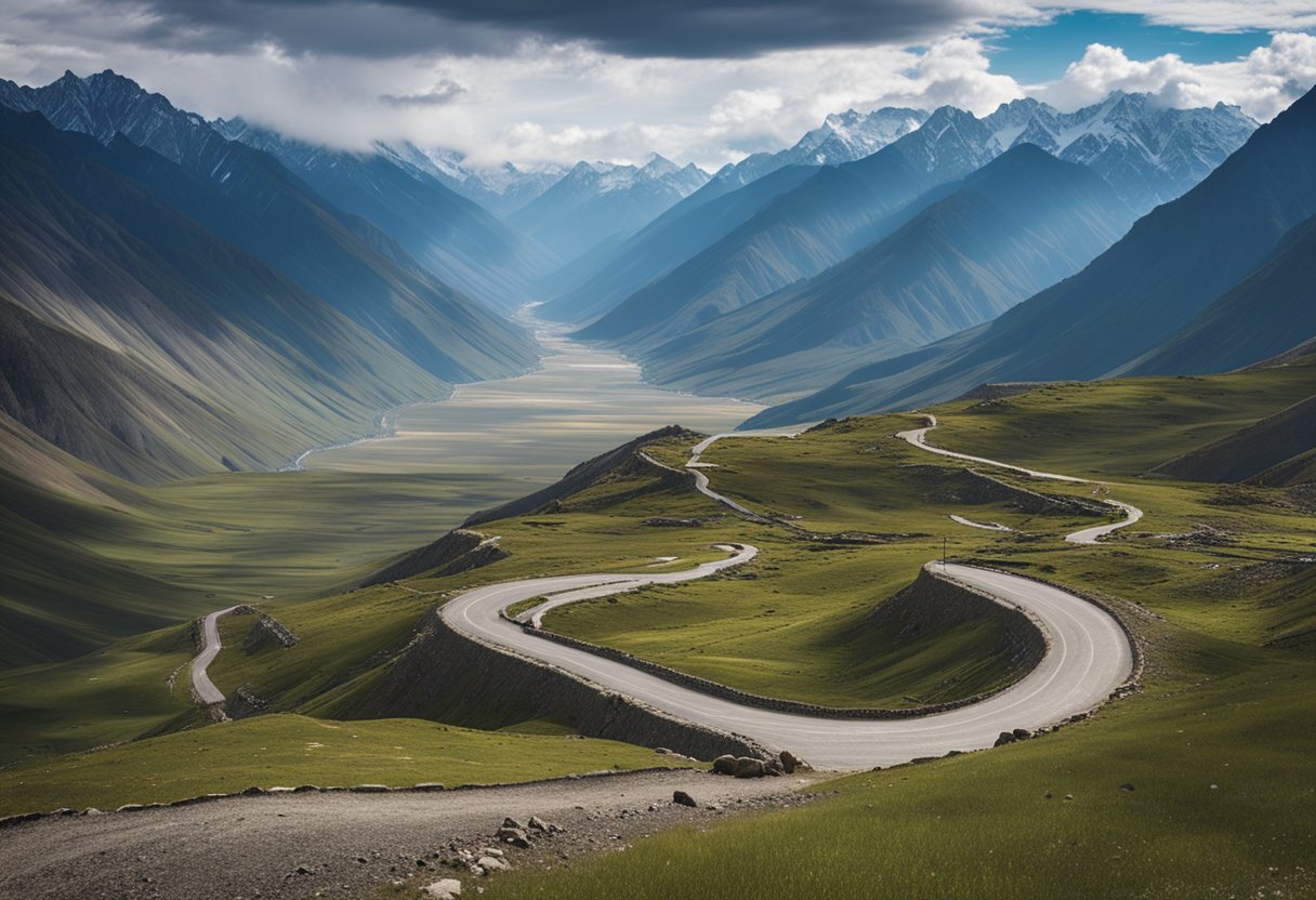 The winding road from Skardu to Deosai stretches across the rugged landscape, passing through valleys and over mountains, offering breathtaking views of the surrounding wilderness