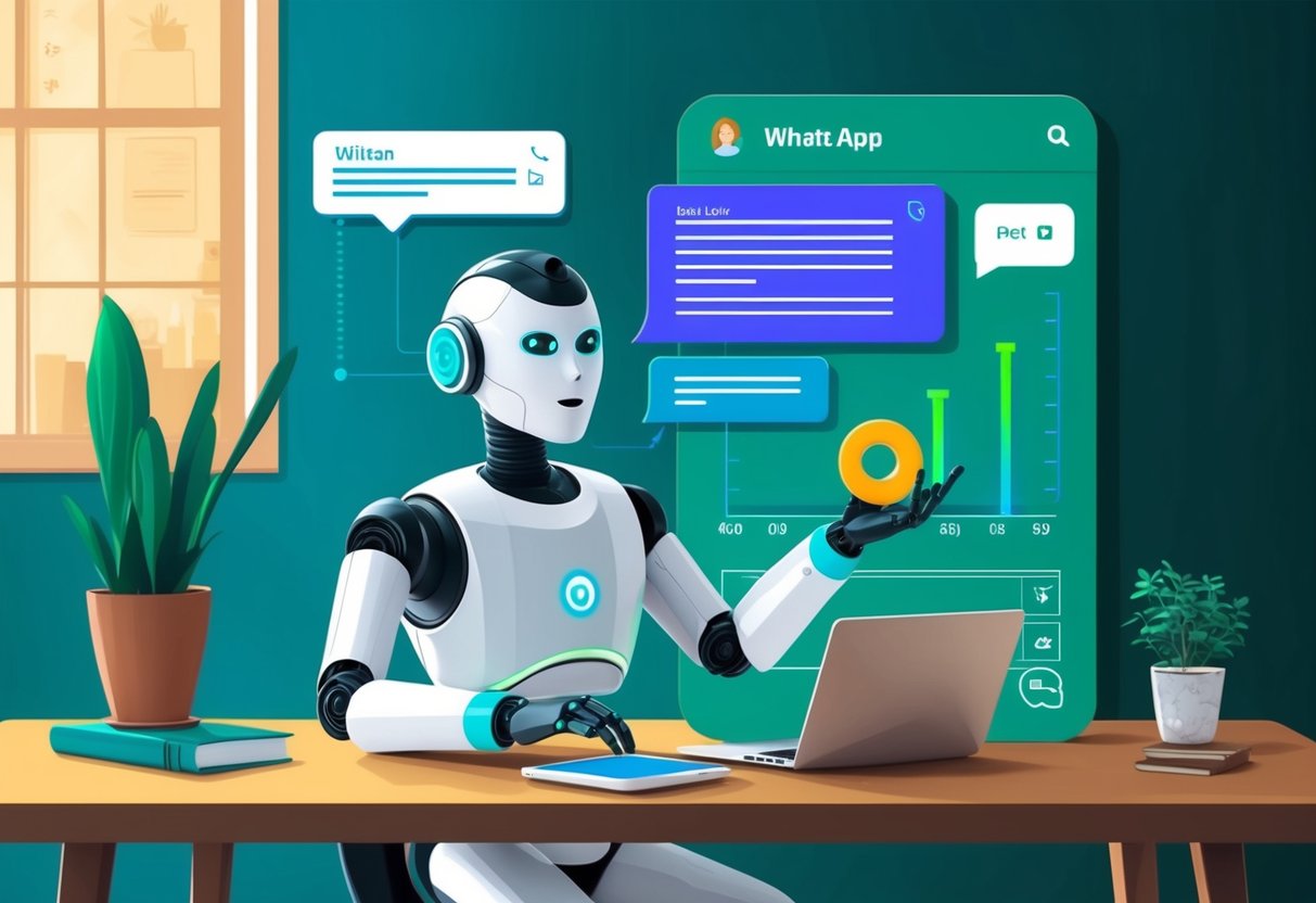 Um chatbot analisando e medindo dados em uma interface do WhatsApp