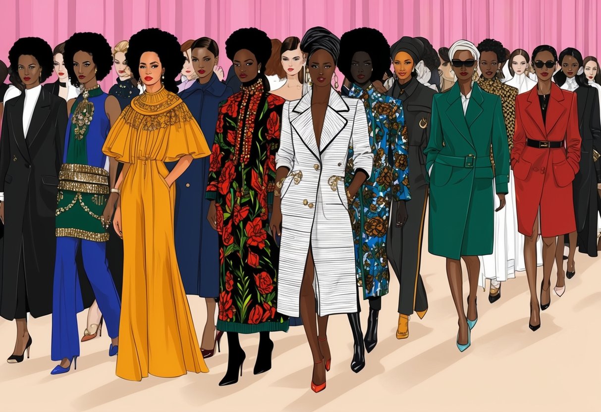 A runway show featuring iconic designs by prominent Black designers throughout fashion history