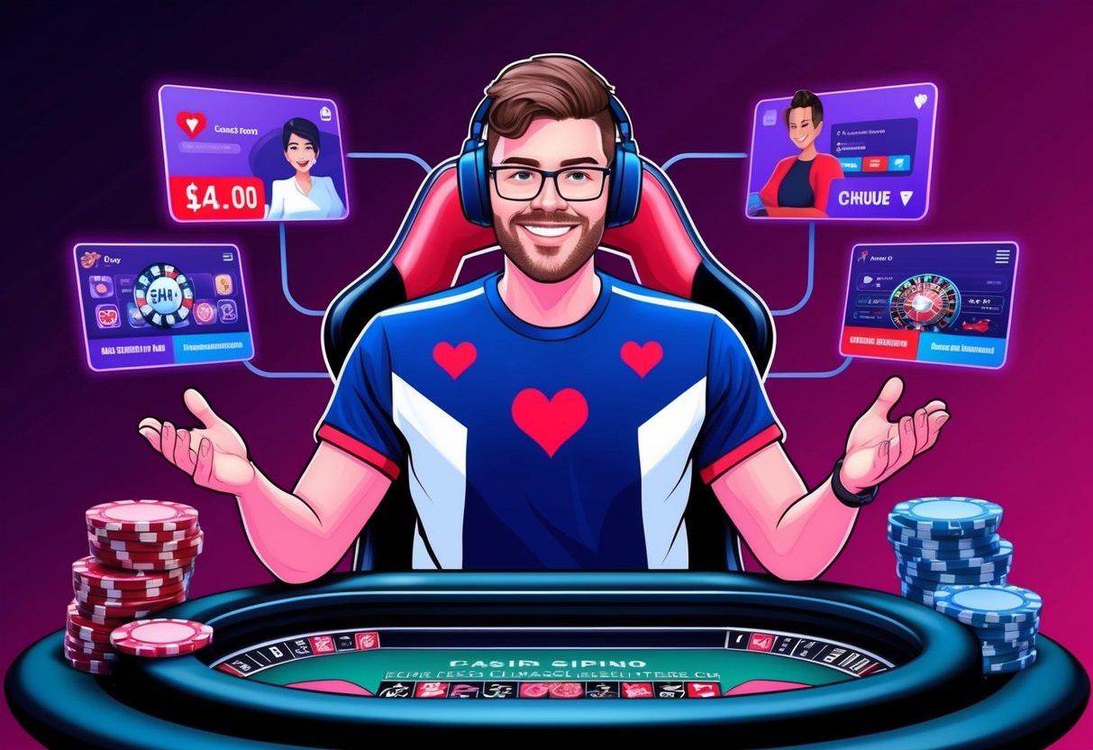 Un streamer de casino professionnel présentant diverses techniques de monétisation à travers du contenu engageant et divertissant