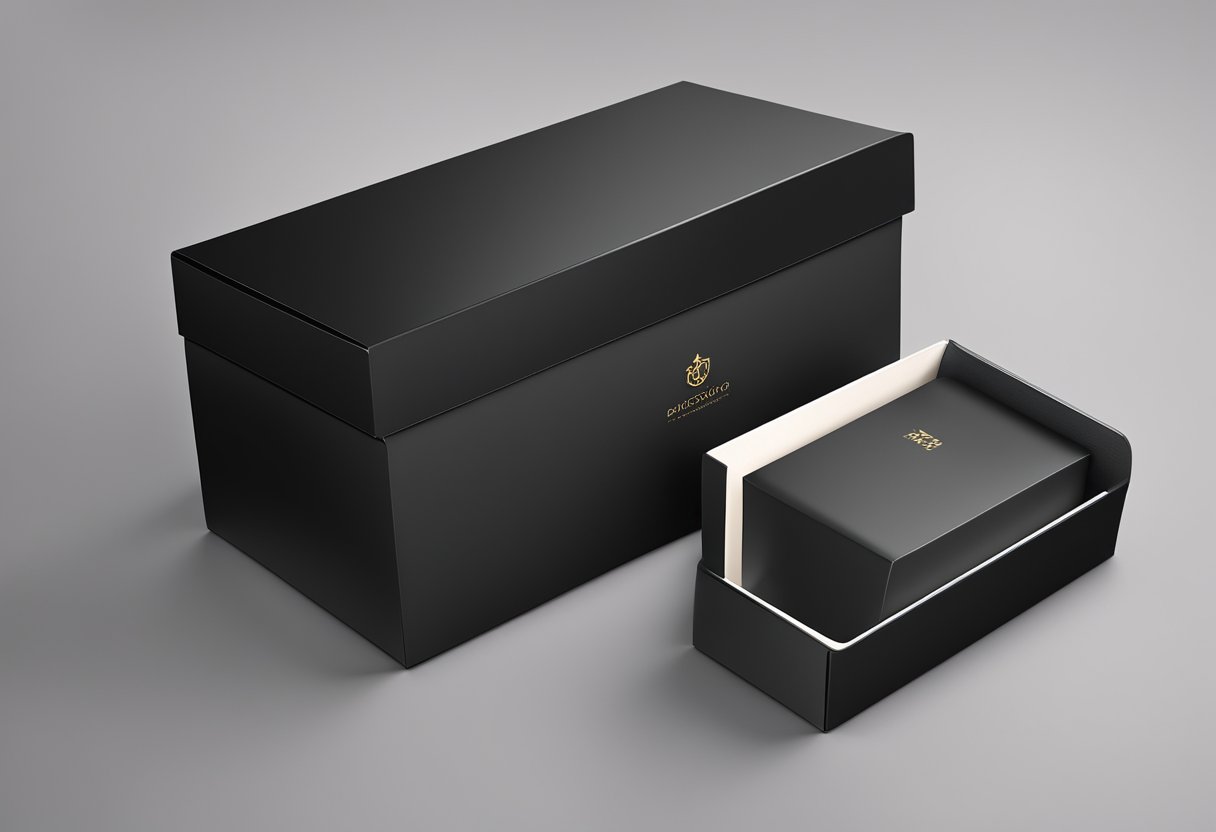 A sleek black product package stands against a white background, exuding sophistication and luxury