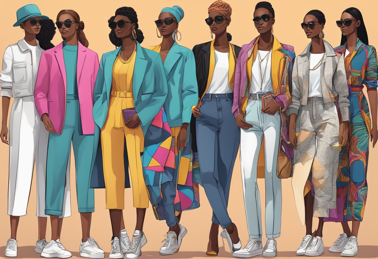 A group of diverse mannequins in fashionable clothing, representing the impact of social movements on black representation in fashion retail branding