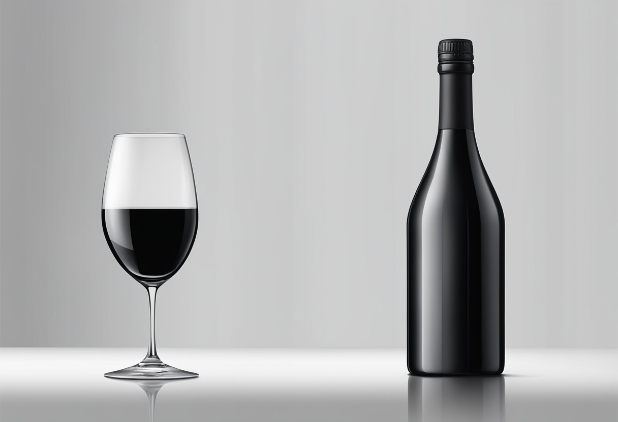 A sleek black bottle of premium beverage stands out against a minimalist white background, exuding sophistication and luxury