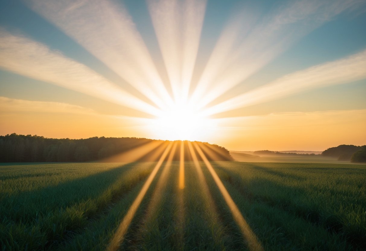 A serene landscape with a radiant sky and a focal point representing the essence of Jesus Films and Productions