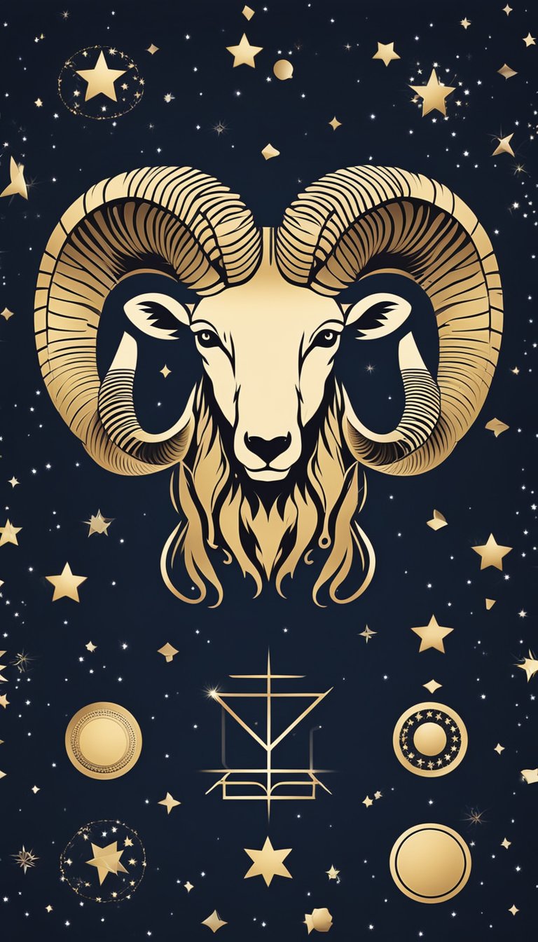 An Aries symbol surrounded by stars and a sense of curiosity