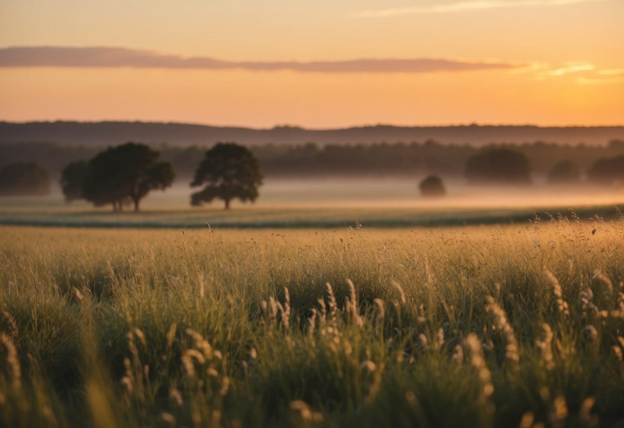 A serene, golden-lit landscape with a gentle breeze and a feeling of unconditional love emanating from the surroundings
