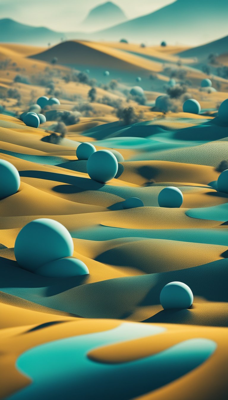 A surreal landscape with distorted shapes and colors, evoking a sense of disconnection and unease