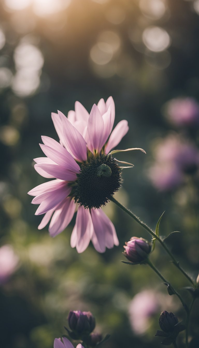A wilted flower surrounded by untouched blooms
