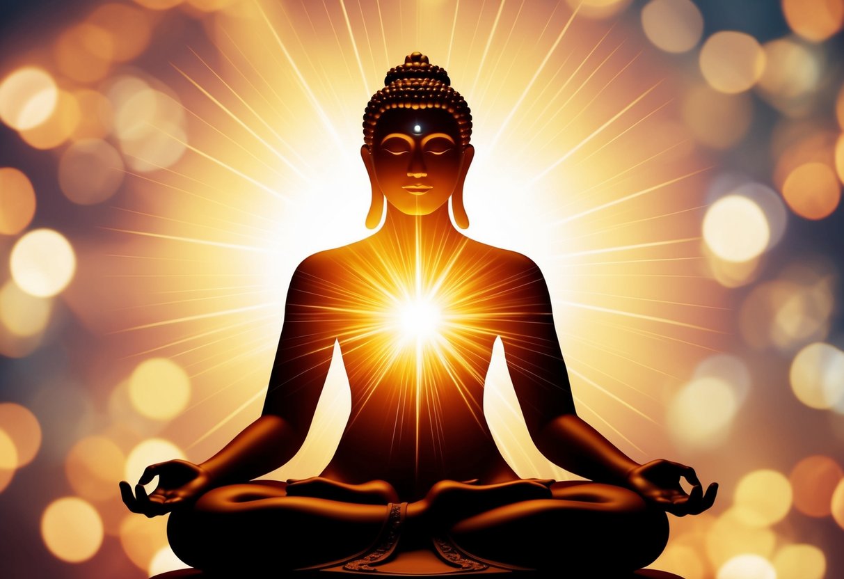 A radiant figure surrounded by light, emanating peace and compassion