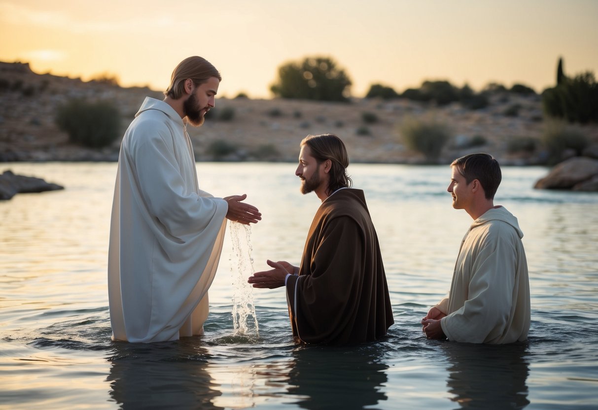 John the Baptist baptizing Jesus in the Jordan River