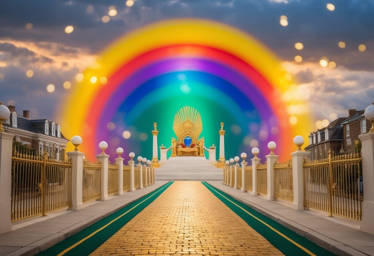 Golden streets, pearly gates, and a radiant throne surrounded by a rainbow of emerald, sapphire, and amethyst