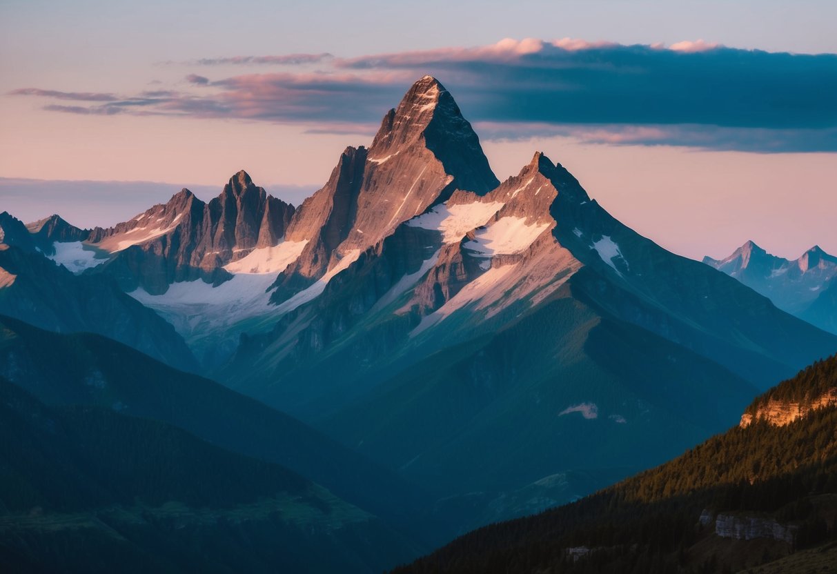 A majestic mountain range with peaks and valleys, symbolizing God's sovereignty over the highs and lows of life