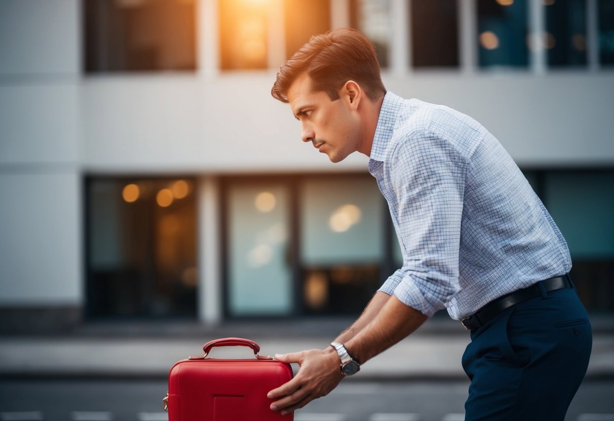 A person turning away from a tempting object, with a determined expression