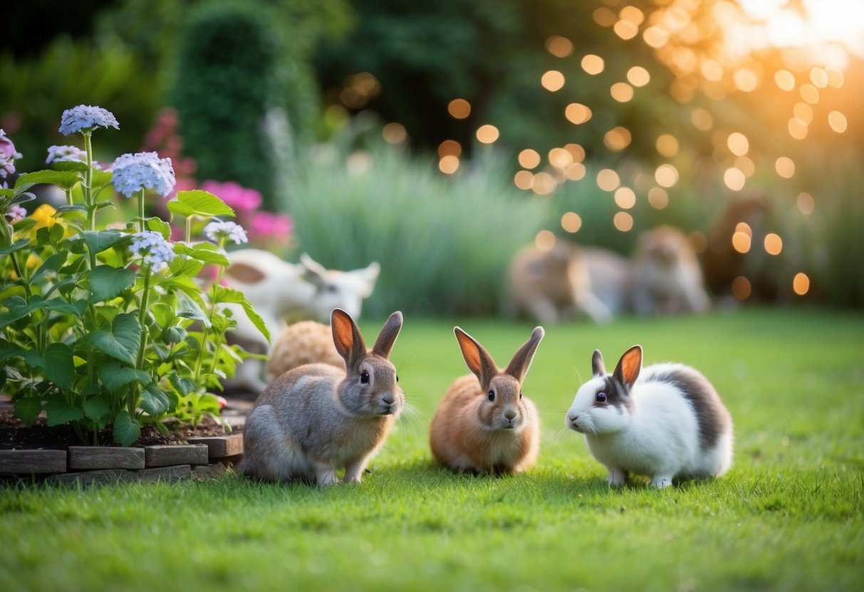 Um jardim pacífico com animais e plantas, com um sutil tema religioso