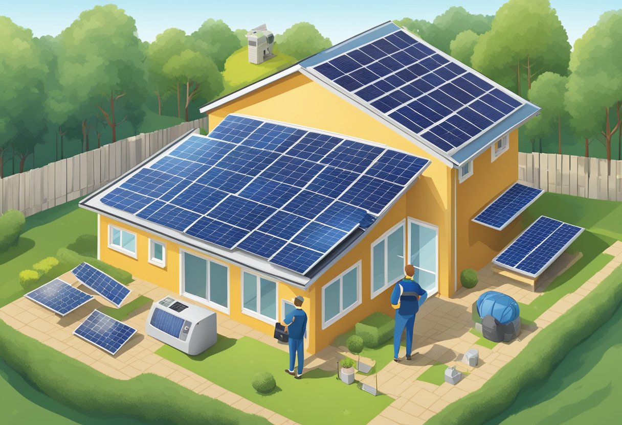 A person comparing different solar panels and generators for home energy use