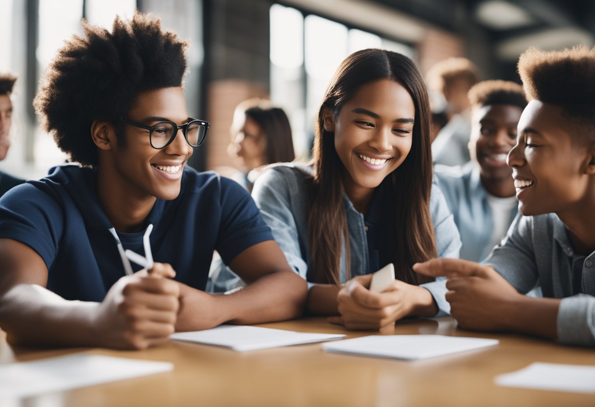 A group of students receiving scholarship funds in a college or university setting