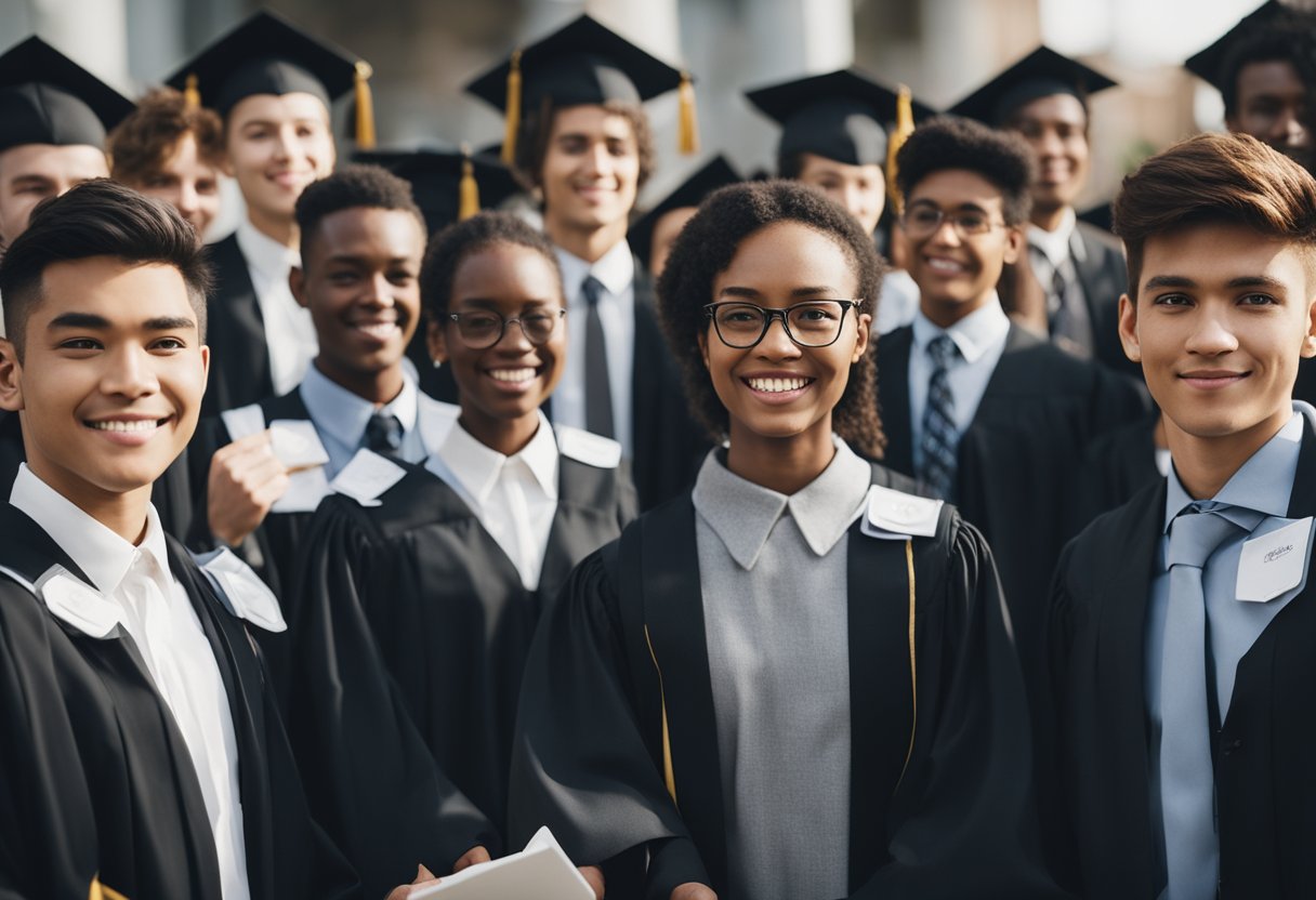 A diverse group of students receiving scholarship awards at a university ceremony