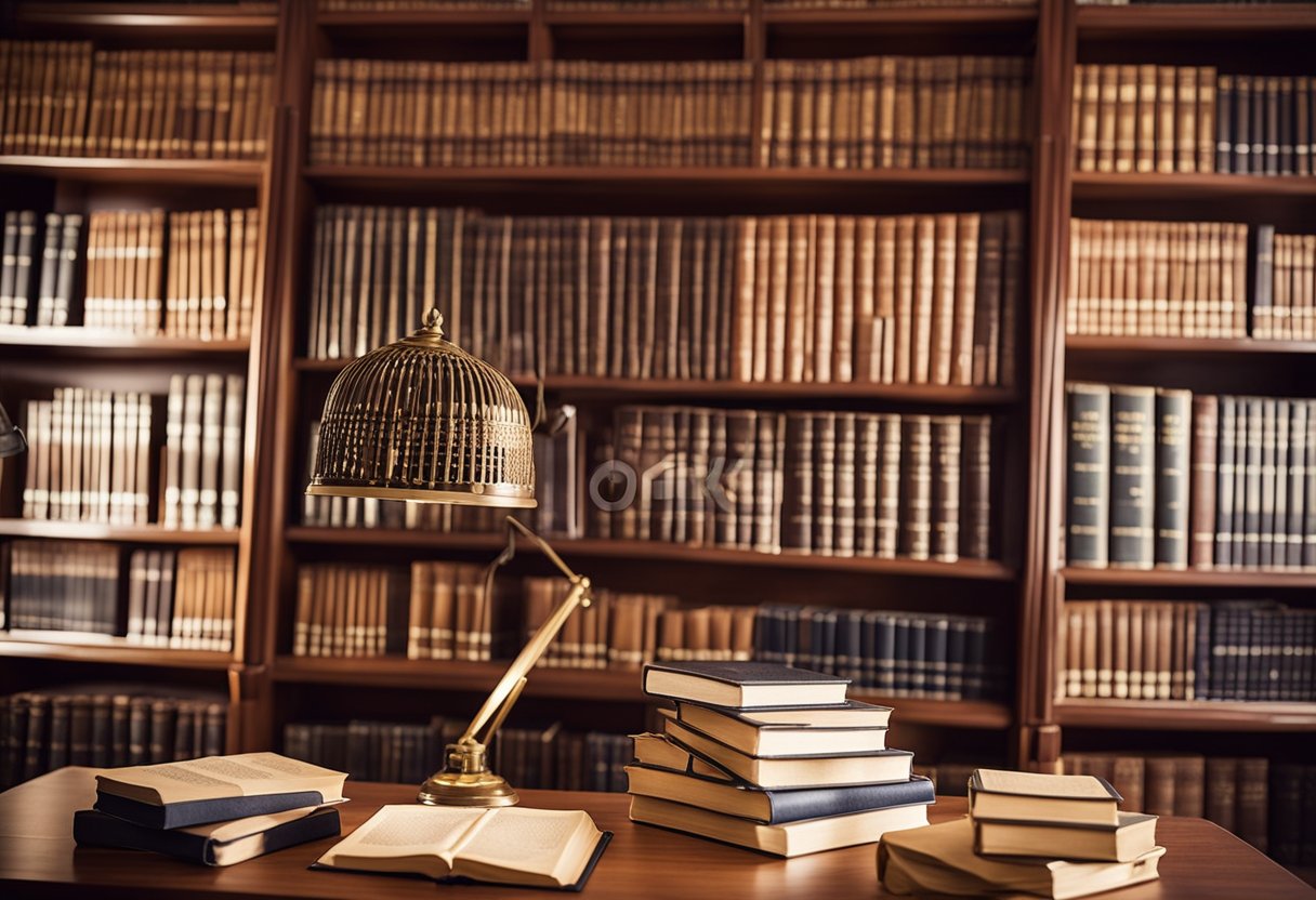 A library filled with books and a desk with a lamp, computer, and papers. A plaque on the wall reads "Jawaharlal Nehru Memorial Fund Scholarships."