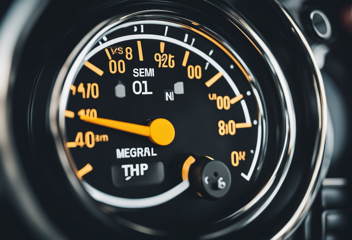 The semi truck engine with low oil pressure warning light vs. normal oil pressure gauge reading