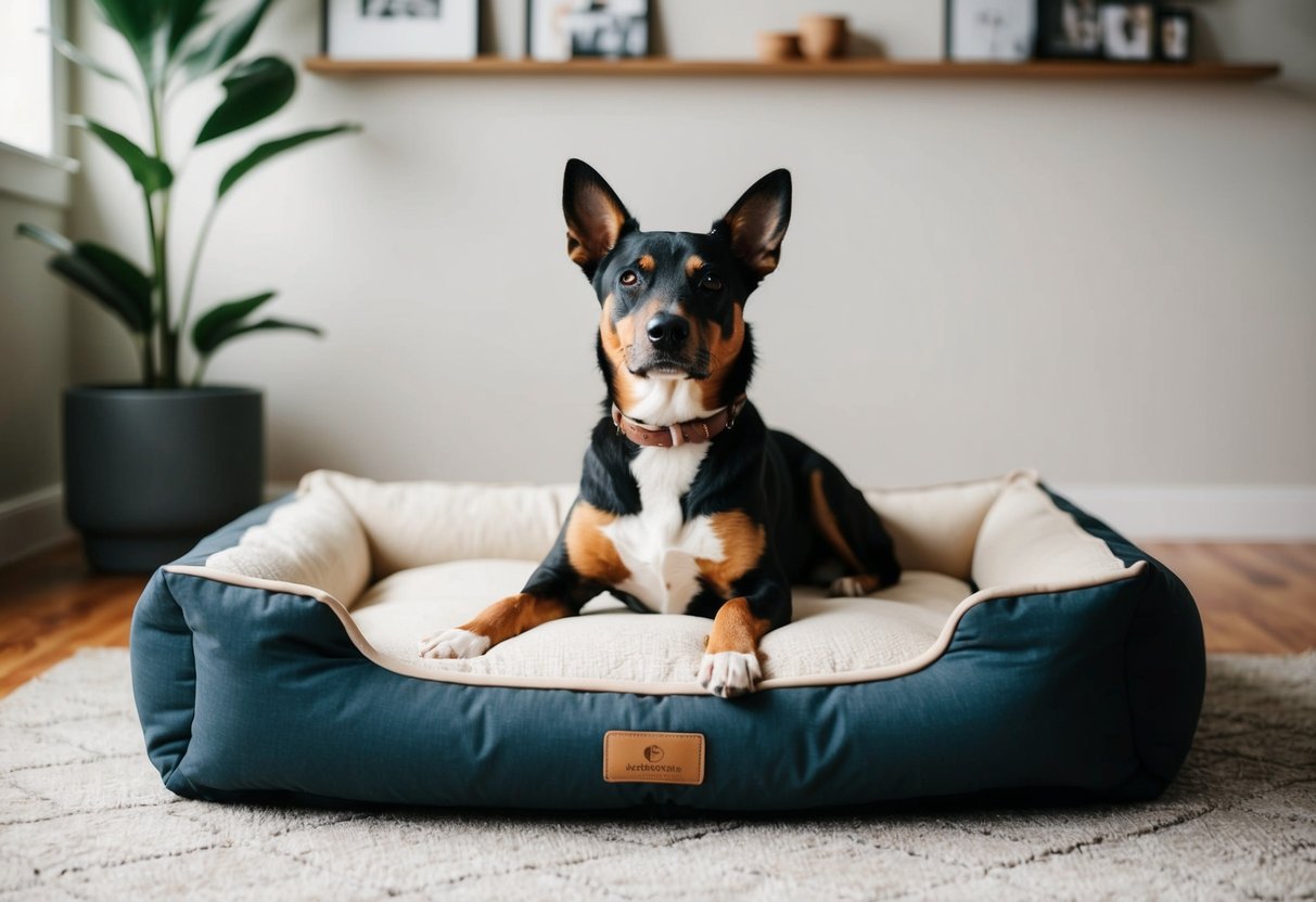 A dog sitting comfortably on a properly sized dog bed, with enough space to stretch out and relax