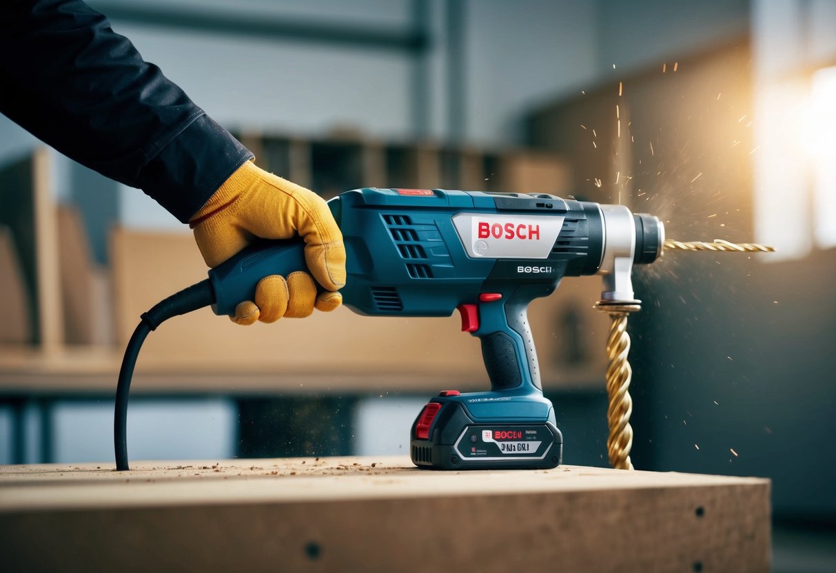 A Bosch hammer in action, drilling with precision and power, showcasing its innovative capabilities for every project